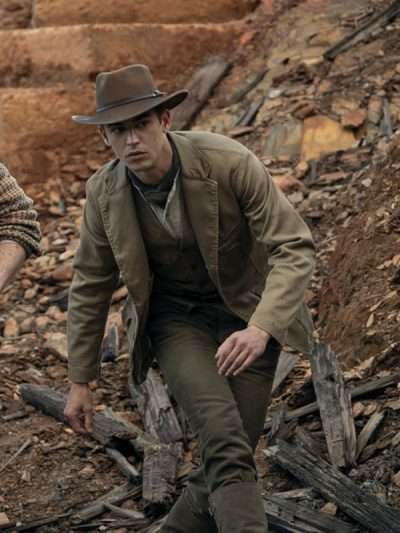 Young Sherlock 2026 Hero Fiennes Tiffin Brown Blazer