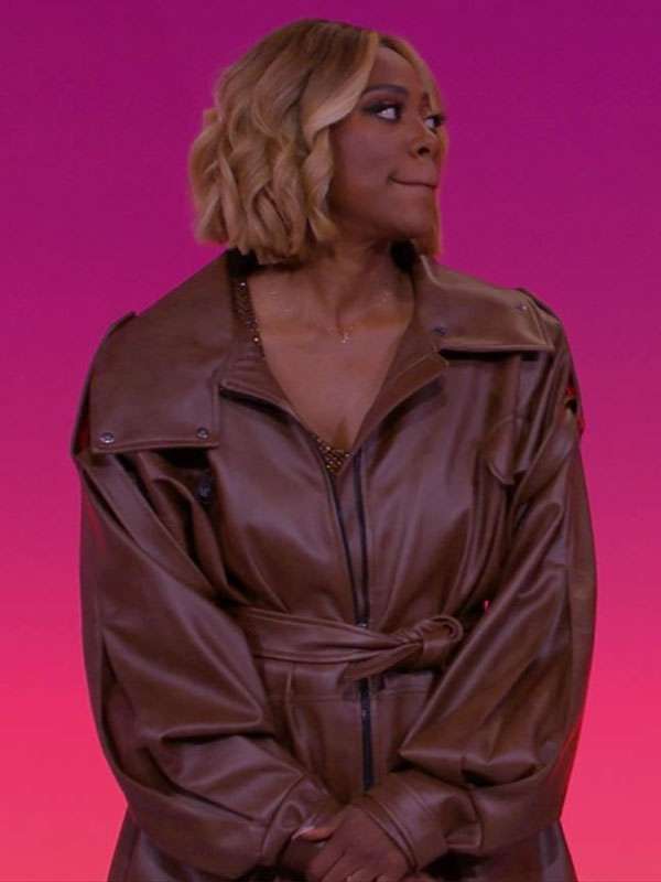 Yvonne Orji Pop The Balloon Live 2025 Brown Leather Jacket
