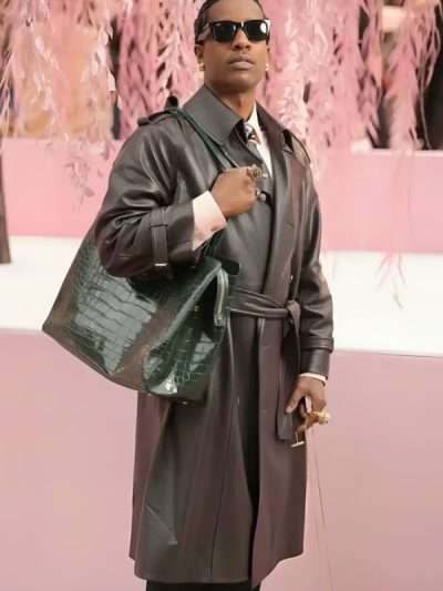 ASAP Rocky Black Leather Coat