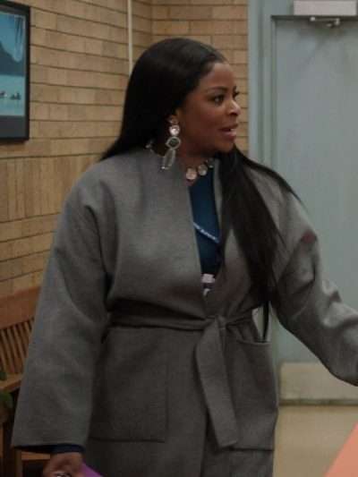 Janelle James Abbott Elementary Grey Wool Coat