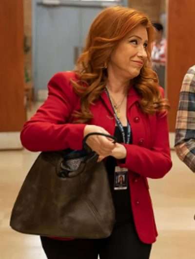 Abbott Elementary Lisa Ann Walter Red Wool Jacket