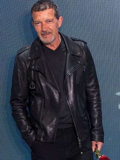 Antonio Banderas 2025 Black Leather Jacket