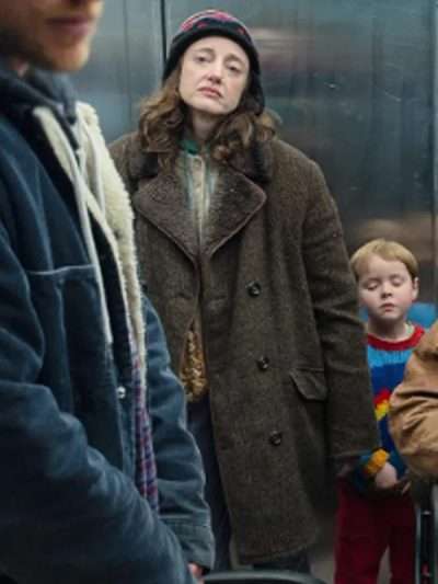Goodbye June 2025 Andrea Riseborough Brown Coat