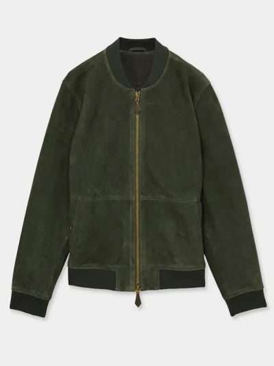 Beyond the Gates Mike Manning Green Suede Bomber Jacket