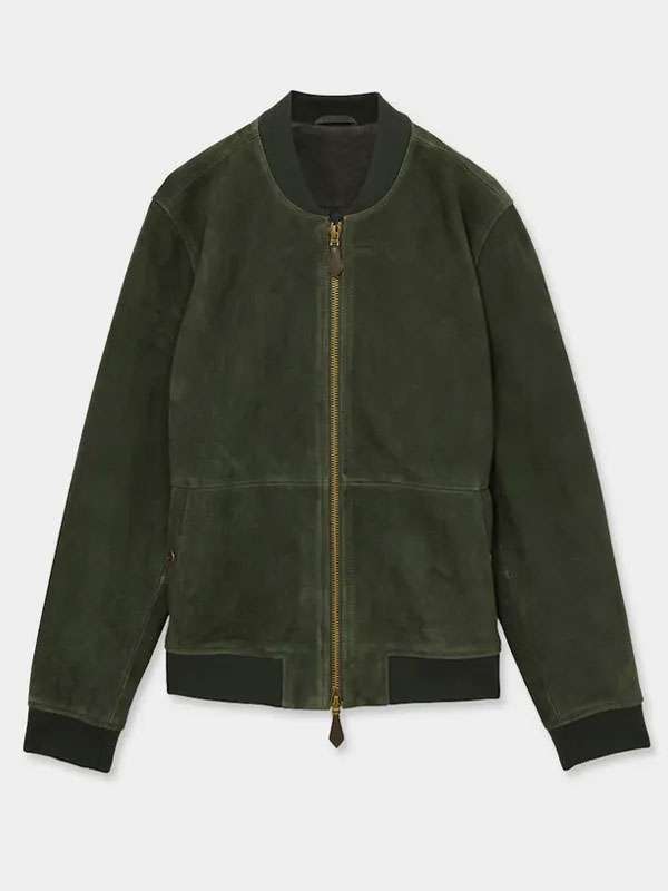 Beyond the Gates Mike Manning Green Suede Bomber Jacket