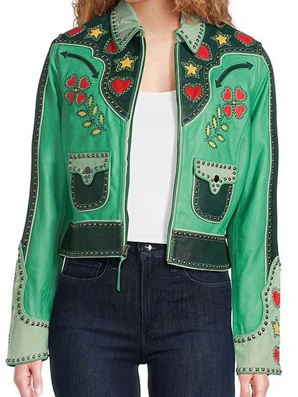 Beyond the Gates S02 Green Embroidered Leather Jacket