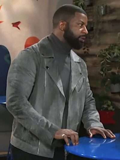 Beyond the Gates S02 Maurice P. Kerry Grey Suede Leather Biker Jacket