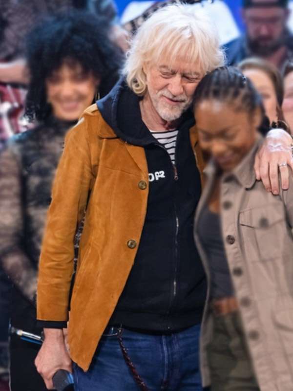 Bob Geldof Royal Variety Brown Leather Jacket