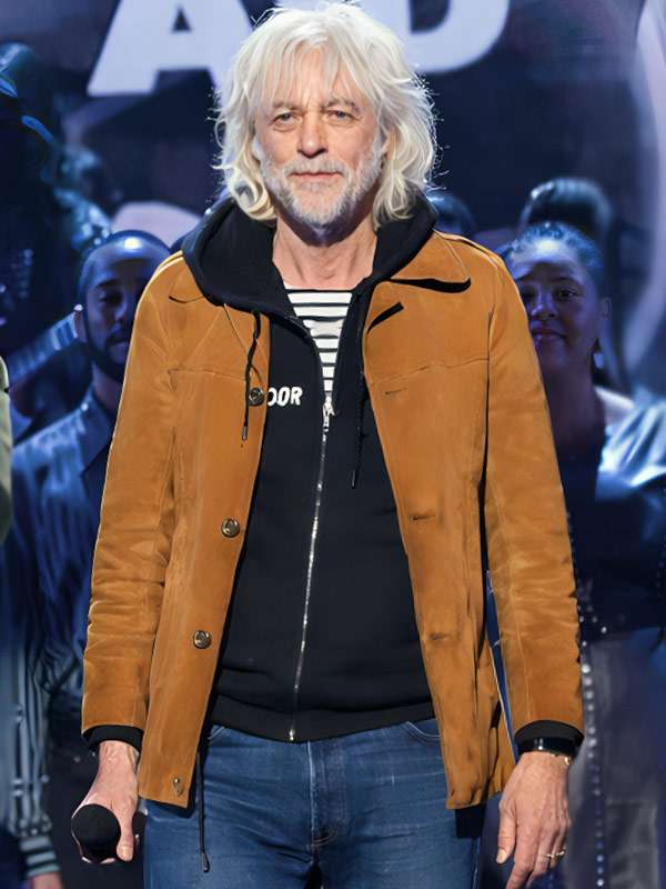 Bob Geldof Brown Suede Leather Jacket