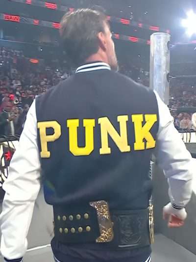 CM Punk Steiner Bros Blue and White Varsity Jacket
