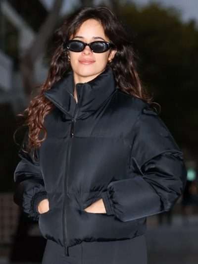 Camila Cabello Street Style 2025 Black Puffer Jacket