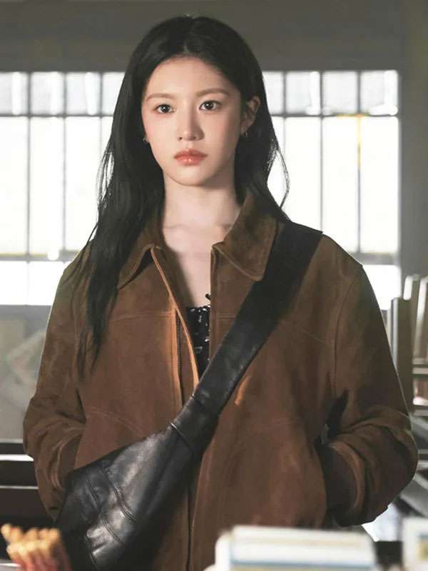 Can This Love Be Translated S01 Go Youn-jung Brown Suede Bomber Leather Jacket
