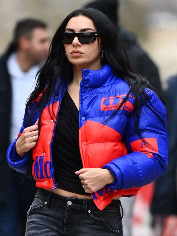 Charli XCX Blue and Red Puffer Jacket