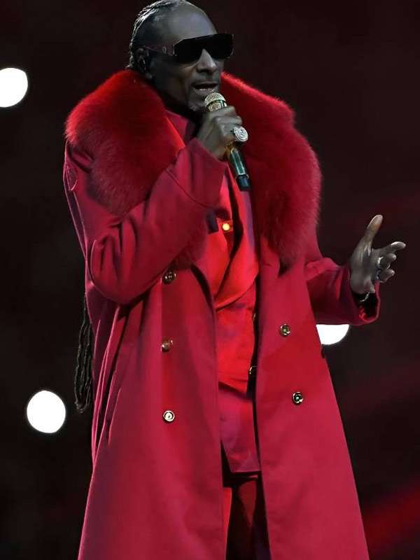 Snoop Dogg 2025 Red Fur Collar Coat