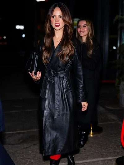 FW Eiza Gonzalez Black Leather Coat