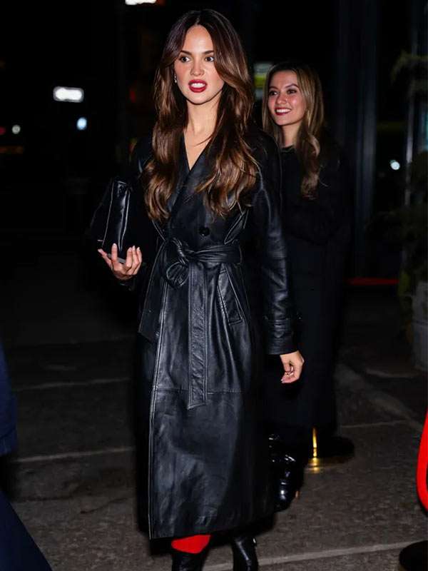 FW Eiza Gonzalez Black Leather Coat