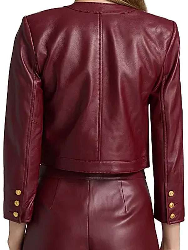 Elsbeth S03 Sarah Steele Maroon Crop Jacket