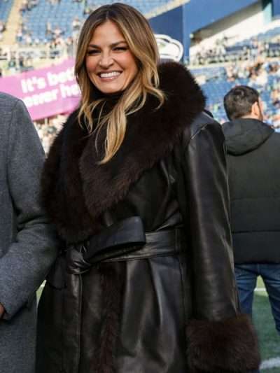 Erin Andrews Black Shearling Coat