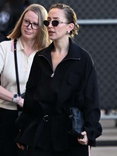 Erin Doherty Jimmy Kimmel Live Black Jacket