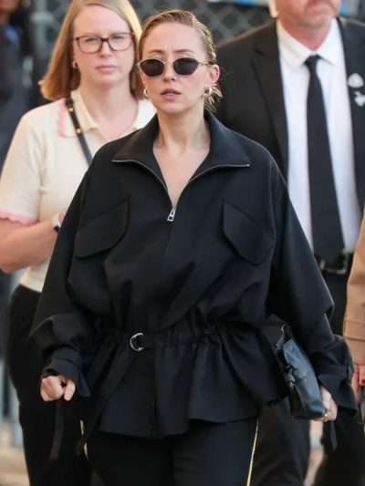 Erin Doherty Jimmy Kimmel Live 2026 Black Jacket