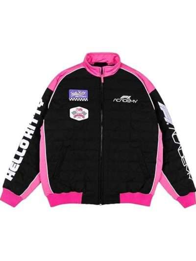 Hello Kitty F1A Black and Pink Quilted Bomber Jacket
