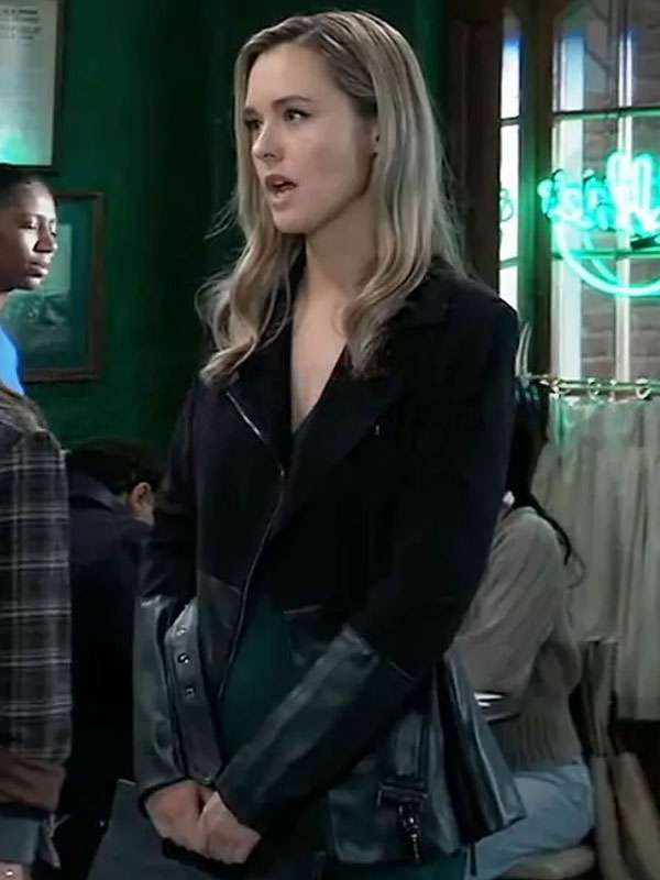 General Hospital 2025 Paige Herschell Black Wool and Leather Jacket