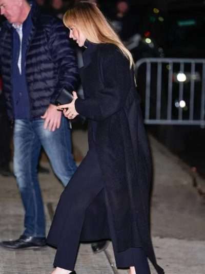 New York City Jennifer Lawrence Black Wool Coat