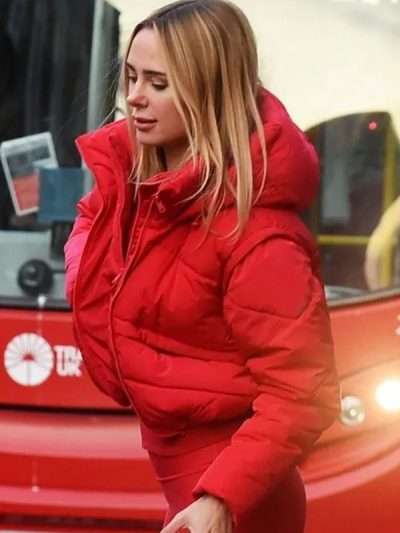 Kimberley Garner Red Puffer Jacket