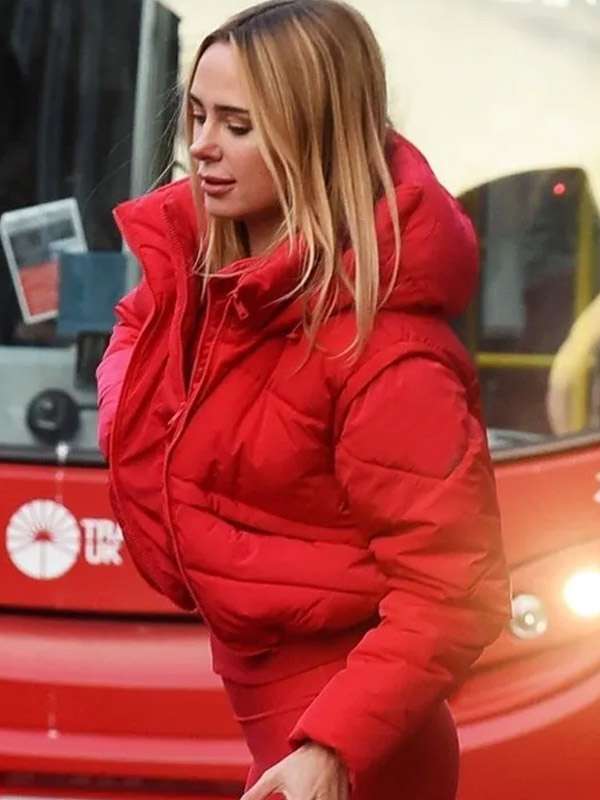 Kimberley Garner Red Puffer Jacket