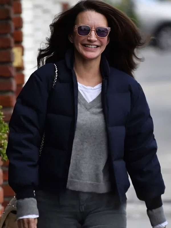 Kristin Davis 2026 Navy Blue Puffer Jacket