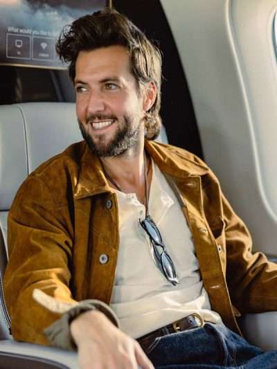 Landman 2026 Guy Burnet Brown Suede Leather Jacket