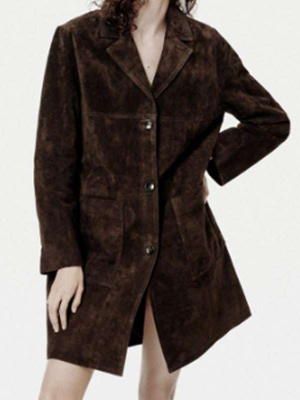 Law and Order S25 Maura Tierney Brown Suede Leather Coat