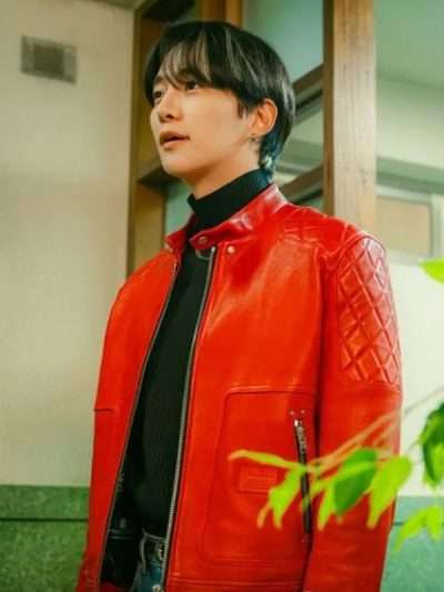 Lee Jun-ho Typhoon Family Red Leather Jacket