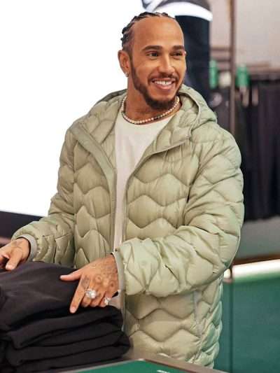 Lewis Hamilton Fashion Event Mint Green Puffer Jacket