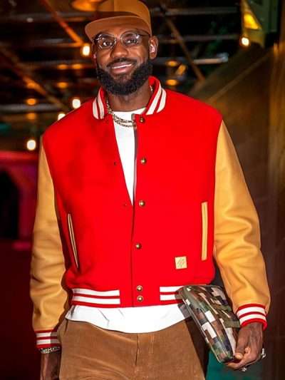 LeBron James Red and Yellow Varsity Jacket