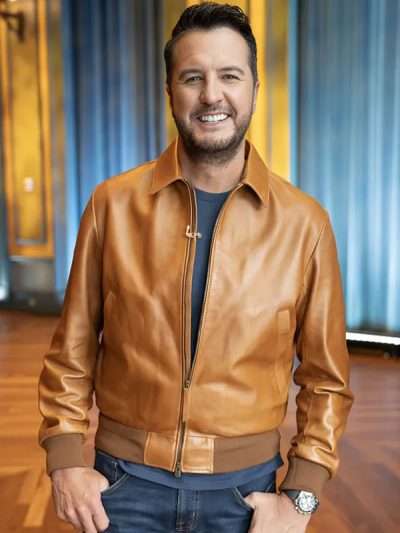 American Idol S24 Luke Bryan Brown Leather Jacket