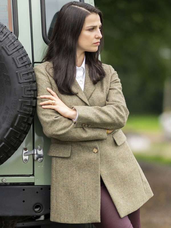 Marisa Abela TV Series Industry 2024 Green Wool Coat