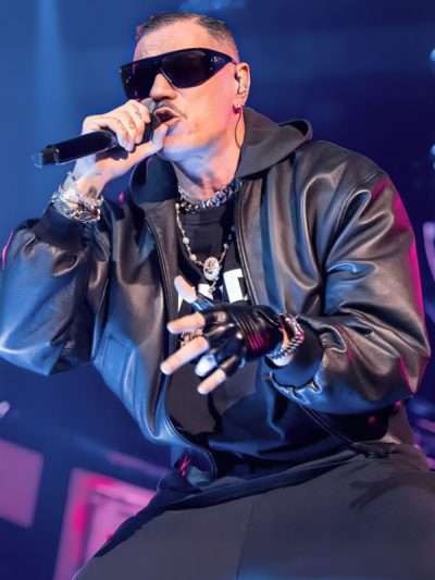 Marracash Rome Concert Black Leather Jacket