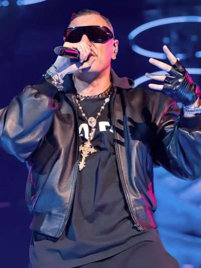 Marracash Rome Concert Black Bomber Jacket