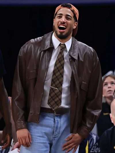 Tyrese Haliburton 2026 Brown Leather Jacket