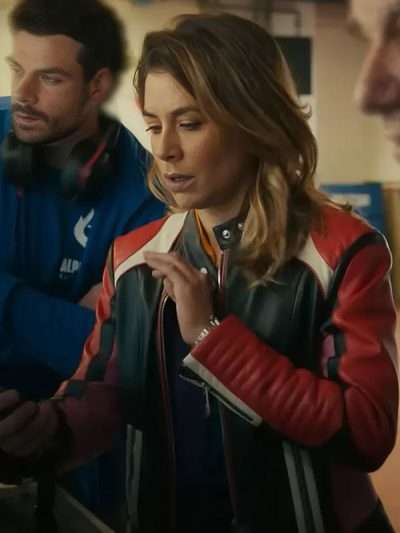 TV Series Motorvalley Giulia Michelini Red and Black Leather Jacket