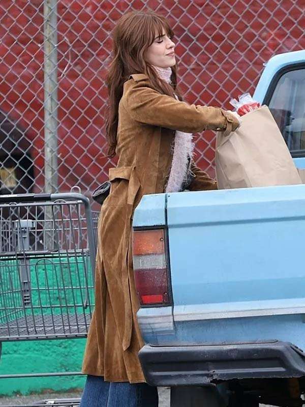 Daisy Edgar Jones Brown Suede Leather Coat