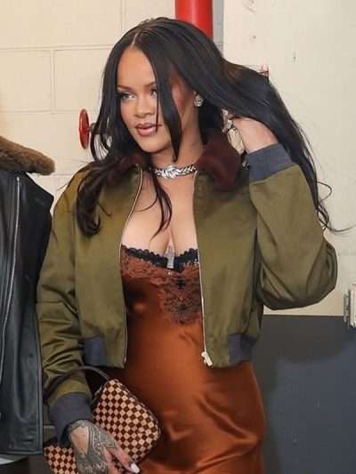 Singer Rihanna Green Bomber Jacket