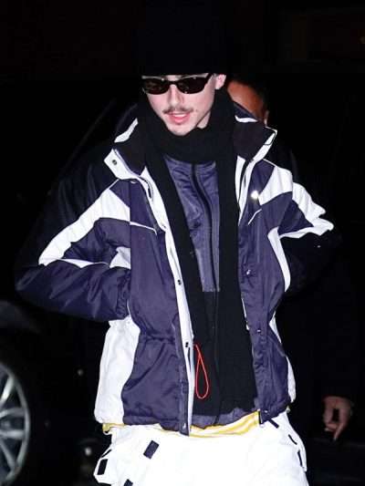 Last Night Event 2026 Timothee Chalamet Blue and White Jacket