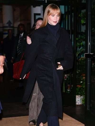 Jennifer Lawrence 2026 Black Trench Coat
