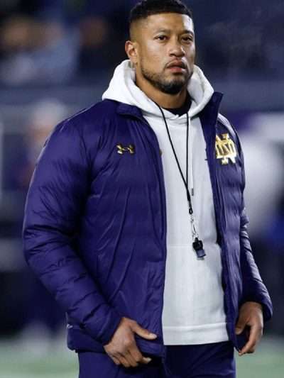 Marcus Freeman Notre Dame Fighting Irish Blue Puffer Jacket