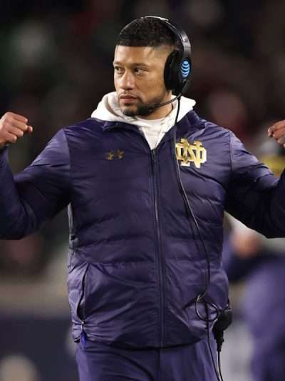 Marcus Freeman 2024 Blue Puffer Jacket