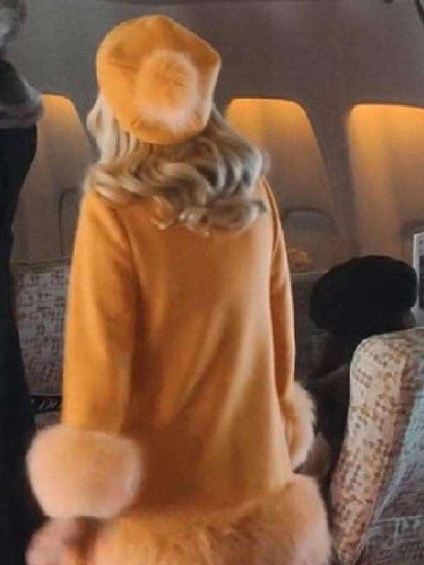 Palm Royale 2025 Maxine Simmons Orange Fur Trim Coat