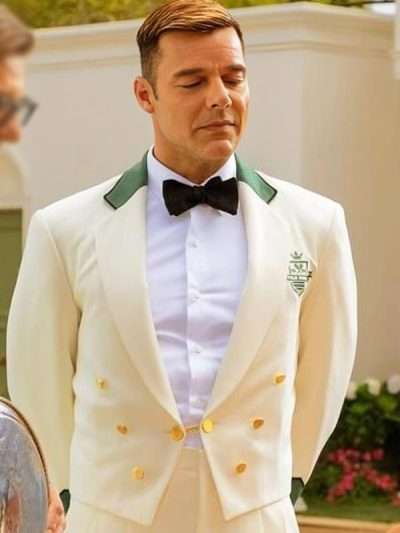 Ricky Martin Palm Royale White Crop Blazer