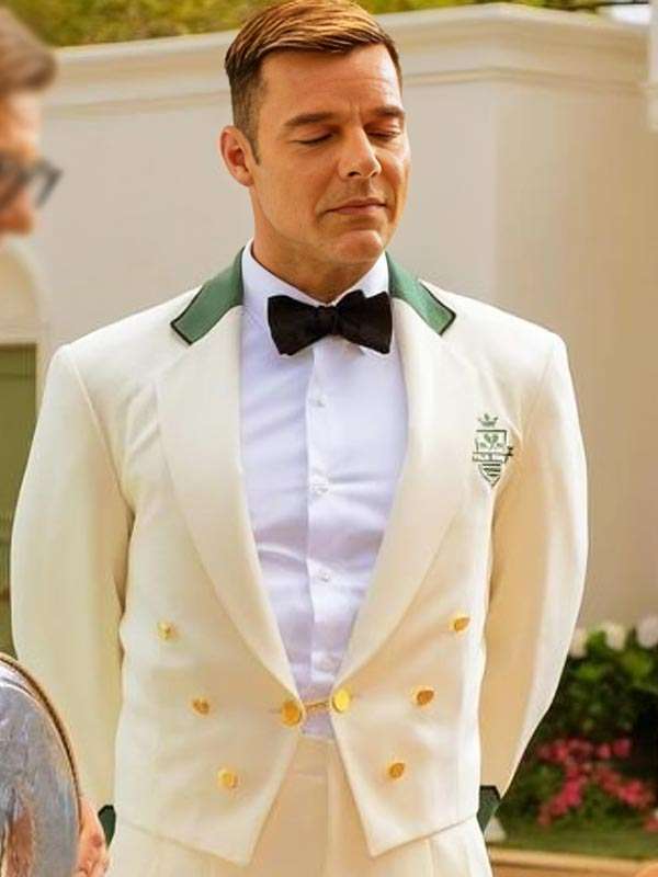 Ricky Martin Palm Royale White Crop Blazer